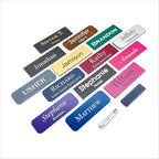 Custom Engraved Name Badges with Pin or Magnet Backing, 1" x 3" - Personalized Acrylic Name Tag with 15 Font Options and 21 Color Options - 10 Tags