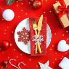 Patelai 100 Pieces Snowflake Napkin Rings Thanksgiving Christmas Napkin Holders Exquisite Household Rhinestone Napkin Rings Set for Christmas Wedding Dinner Party Table Decoration (Silver)