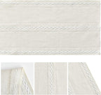 Artoid Mode Beige Rustic Cotton Linen Table Runner, Seasonal Embroidered Hollow Kitchen Dining Table Decoration for Home Party Decor 13x60 Inch