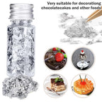 Edible Silver Leaf, Silver Leaf Cake Decoration Gold Flakes Food Gold Foil Decoration Baking Gold Foil Decor Chocolates Decor Silver Leaf Sheets for Cooking Dessert Decoration Crafts Makeup (Silver)