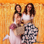 4 Pack Orange Fringe Curtain Backdrop, 3.2Ft x 6.6Ft Metallic Tinsel Foil Fringe Streamers Background for Photo Booth Birthday Wedding Baby Shower Carnival Easter Mother’s Day Party Decorations