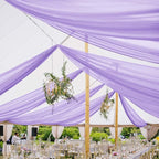 6 Panels Lavender Ceiling Drapes for Wedding 5ftx30ft Chiffon Fabric Arch Draping Curtains Sheer Drapery for Party Ceremony Birthday Baby Shower Reception Stage Swag Ceiling Decorations