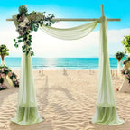 MDS Halloween Chiffon Draping Fabric - 1 Panel, 30" Wide x 50ft Long - Sheer Spooky Arbor & Canopy Drapery for Haunted House Backdrops, Party Ceilings, DIY Costumes & Themed Events - Sage Green