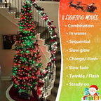 YEGUO 200 LED 66ft Christmas Lights Outdoor Waterproof, Red and Green String Lights Indoor, Green Wire Twinkle Tree Lights Plug in with Timer Memory 8 Modes
