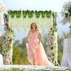 36 Pack Green White Wisteria Hanging Flowers, 3.44 Ft Fake Hanging Flowers, Artificial Wisteria Garland Vines for Wedding Room Backdrop Outdoor Patio Garden Decoration