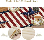 4th of July Table Runner, Patriotic Independence Day American Stars Stripes Flag Print Table Runner for Farmhouse Kitchen Dining Holiday Birthday Party, 13x60inch