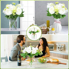 6 Set Centerpiece Table Decorations Mason Jar Table Centerpiece with Flower Mason Jar Wedding Centerpieces Vases Decor for Reception Engagement Party Bridal Shower (White Rose)