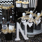 TONIFUL 8 Inch Silver Glitter Letter N Table Centerpiece A-Z Silver Birthday Party Decorations,Silver Alphabet N for Birthday,Chrismas,Graduation,Bridal Shower,Wedding,Anniversary Party Supplies