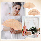 Qunclay 60Pcs Wooden Hand Fans Folding Wedding Fans for Guest Chinese Hollow Pattern with White Tassel and Gift Bag for Wedding Bridal Shower Birthday Party Favors Gift and Home Decor(Mixed Style)