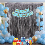 4 Pack Wavy Grey Foil Fringe Curtains Party Decorations - 3.3 ft x 6.6 ft Tinsel Curtain Backdrop for Birthday Bachelorette Wedding Birthday Disco Party Decorations