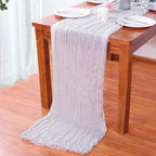 16PCS White Cheesecloth Table Runner 10FT 35x120Inch Boho Gauze Cloth Long Rustic Sheer for Wedding Party Baby Bridal Shower Decor