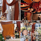 4 Panels Wedding Arch Draping Fabric 28" x20Ft Chiffon Wedding Arch Drapes Chiffon Fabric Drape Sheer Backdrop Curtain for Weddings Party Ceremony Birthday Reception Backdrop Ceiling Décor(Terracotta)