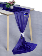 MDS 2 Pack 10ft Chiffon Table Runner 29 x 120 Inches Sheer Wedding Runner Romantic Rustic Table Runner for Wedding Decorations, Birthday Parties, Bridal Shower Party Arch Decor - Royal Blue