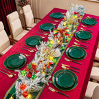 Liacere 150PCS Green Plastic Plates - Gold Plastic Silverware with Green Handle - Heavy Duty Fancy Plastic Plates Disposable Include 30 Guests Plates, Forks, Spoons, Knives for wedding＆Labor Day