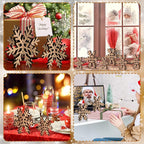 Bucherry 12 Pcs Wooden Snowflake Table Decor 3D Snowflake Tabletop Signs and Centerpiece for Christmas Winter Xmas Party Wonderland Decorations Home (Rustic Color)
