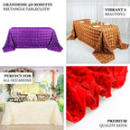 Efavormart 90"x132" Wholesale Rectangle Table Cover Pink Grandiose Rosette 3D Satin Tablecloth for Wedding Party Event Decoration