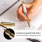 Ellington Pens Luxury Fountain Pen Set- Fountain Pens for Writing - Smooth Fine Nib - Includes Refillable Ink Converter, 3 Ink Cartridges [Black & Blue], Gift Box - Elegant Calligraphy