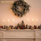 NUPTIO Taper Candle Holders Glass: Set of 10 Hurricane Candlestick Holder Bulk - Candle Stick Stand with Cylinder Sleeves for Thanksgiving Chrstmas Birthday Party Decor