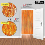 ParyWoo Orange Streamers 2pcs Tinsel Backdrop 8.2FT Metallic Orange Foil Fringe Streamer Curtains Photo Booth Backdrop for Halloween Graduation Baby Shower Bachelorette Wedding Party Decorations