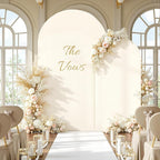 7.2FT 6FT Arch Backdrop Cover for Wedding, Set of 2 Stretchy Spandex Fitted Arch Stand Cover for Baby Shower, Birthday Party Decor, Chiara Backdrop Cover with Double-Sided Design(Beige)