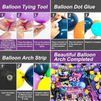 90s Party Decorations 80's 90's Theme Party Bundle includes Inflatable Gitar&Mobile Phone, Back To The 90's Banner, Tablecloth, Cake Toppers, Plates, Napkins, Hip-Hop Backdrop