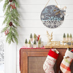 CHDITB Let It Snow Winter Decoration Sign(11.4”x11.4”), 3D Snowflake Xmas Winter Front Door Sign with Bow, Christmas New Year Housewarming Gift for Front Door Porch Farmhouse Indoor