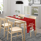 Christmas Table Runner,Christmas Snowman Snowflakes Winter Seasonal Table Cloth Kitchen Dining Table Decoration for Home Party Decor 13x70 Inch