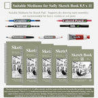 Sketch Book 8.5"x11", Spiral Sketchbook Pack of 2, SuFly 200 Sheets (68 lb/100gsm) Acid Free Sketch Pads for Drawing for Adults Spiral Bound with Hard Cover for Kids & Adults, 100 Sheets Each