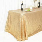 SquarePie Sequin Tablecloth 60 x 102 Inch Light Gold Sparkly Table Cloth for Wedding Party Decoration