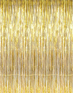 GOER 3.2 ft x 9.8 ft Metallic Tinsel Foil Fringe Curtains,Party Streamer Backdrop for Birthday,Graduation Decorations and New Year Eve (2 Pcs,Gold)