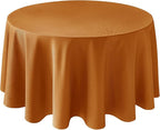 Biscaynebay Fall Tablecloth Textured Fabric Round Tablecloths 70", Bronze Thanksgiving Autumn Harvest Water Resistant Fabric Tablecloths for Kitchen, Dining, Wedding, Parties Machine Washable