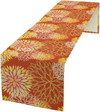 Yellow Floral Table Runner, Chrysanthemum Autumn Spring Summer Vintage Modern Linen Geometric Table Runner for Kitchen Living Room Bedroom Party Holiday, 13x108 Inch