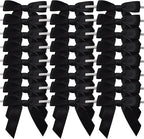 50pcs 2-1/2" Black Satin Ribbon Bows with Twist Tie Bows for Christmas Gift Packing&Wrapping (Black)