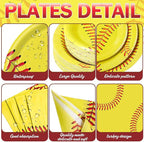 452 Pcs Softball Birthday Party Decorations for 50 Guests, Softball Paper Plates Napkins Cups Tablecloth Cutlery Straws Disposable Tableware Set for Women Men Sports Theme Party Supplies