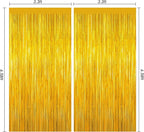 Gold Tinsel Backdrop Birthday Decorations, 2Pack Foil Curtain Backdrop Gold Streamers Dance Party Decorations Photo Booth Props for Bachelorette Decors Christmas Halloween New Years Eve Party Supplies