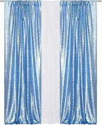 Eternal Beauty Sequin Backdrop Curtains, 2x8 Ft-2 Panels Baby Blue Back Drop for Shimmer Photography Party Wedding Birthday Decor