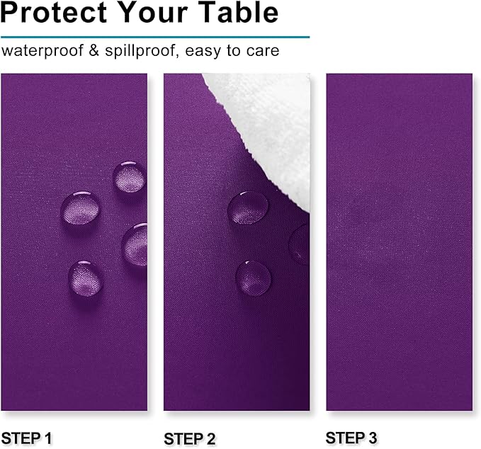 Hiasan Waterproof Tablecloth Rectangle - Washable Fabric Table Cloth for Dining Room Kitchen Birthday Party and Outdoor Use, Royal Purple, 54 x 120 Inch