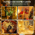 Aogist 12 Pack Fairy Lights 3 Modes 7ft 20 LED Waterproof,Battery Operated Silver Wire Firefly Starry Moon Mini String Lights for Mason Jars Christmas DIY Crafts Wedding Party Bedroom,Warm White