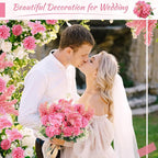 Zeyune 8 Pcs Wedding Silk Flowers Fake Silk Flowers Faux Bouquet Hydrangea Bouquets for Wedding Birthday Party Table Centerpieces Home Decoration(Rose Red,Peony)