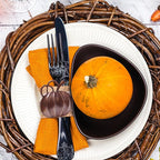Halatool Pumpkin Napkin Rings Set of 12, Alloy Fall Napkin Rings Thanksgiving Halloween Dinner Tables Holders for Thanksgiving Weddings Holidays Gathering Dinner Party (Bronze)