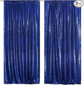 SquarePie Sequin Backdrop Curtain 8FT x 10FT Navy Blue Satin Backing Fabric Photography Background for Wedding Patry 4FT x 10FT 2 Panels