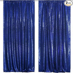SquarePie Sequin Backdrop Curtain 8FT x 10FT Navy Blue Satin Backing Fabric Photography Background for Wedding Patry 4FT x 10FT 2 Panels