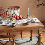 patdrea Designer Blue Cottage Rustic Floral Patterned Linen Table Runner 71 Inch Long,Wrinkle Resistant Table Mat,Decoration for Kitchen Dining and Coffee Tables Banquet Christmas , 12"x71"