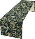 Peacock Table Runner,Retro Floral Plants Peacock Table Runner for Home Kitchen Dining Party Indoor Outdoor Decoration 13x108 Inch