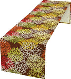 Brown Dahlia Floral Table Runner, Seasonal Autumn Thanksgiving Pattern Print for Home Kitchen Table Decor Dining Coffee Room Party Decor 13x120 Inch