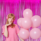 Hot Pink Party Streamers Backdrop - GREATRIL Shiny Fuchsia Tinsel Foil Fringe Curtain for Birthdays/Flamingo/Bachelorette/Galentine/Breast Cancer Awareness Decorations - 3.2ft X 8.2ft - 2 Packs