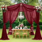 MODFUNS Burgundy Ceiling Drapes for Weddings 5FTx20FT 2 Panels Sheer Wedding Arch Draping Chiffon Fabric Ceiling Drapery Arbor Archway Drapes Tulle Curtains for Ceremony Swag Wedding Decorations