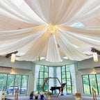 MODFUNS Wedding Ceiling Drapes White Wedding Arch Draping Fabric 2 Panels 5x20 FT Chiffon Drapery Curtains for Arbor Sheer Fabric for Draping Arch Decorations for Ceremony Swag Backdrop for Parties