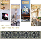 Vintage Boho Floral Table Runner, Morris Rustic Country Farmhouse Dark Blue Grey Retro Flower Pattern for Home Kitchen Table Decor Dining Coffee Room Party Decor 13x60in
