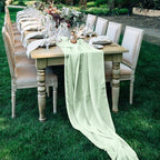 10 Pack 10ft Sage Green Chiffon Table Runners Wedding Table Runner Sheer Romantic Tulle Table Runner for Christmas Wedding Bridal Tea Party Baby Shower Birthday Party Table Decorations(120 x 12 in)
